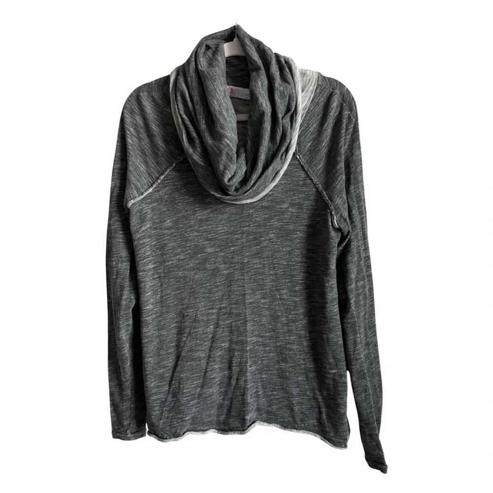 Free People Beach Cocoon Cowl Neck Pullover Top Gray Slouchy Cozycove Boho M/L